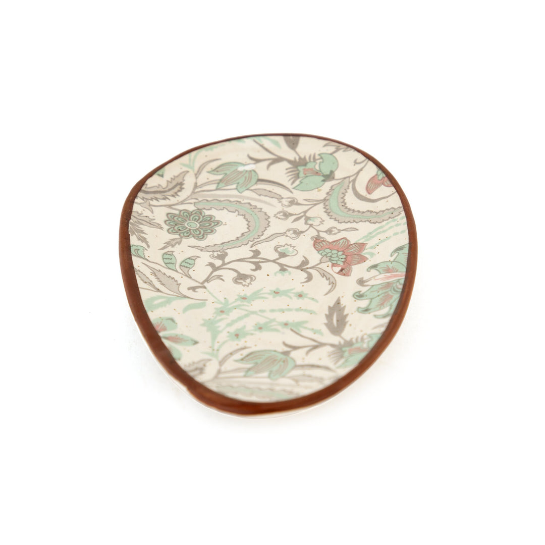 Floral Oval Snacks Plate - Sage Green - view 2 of 2