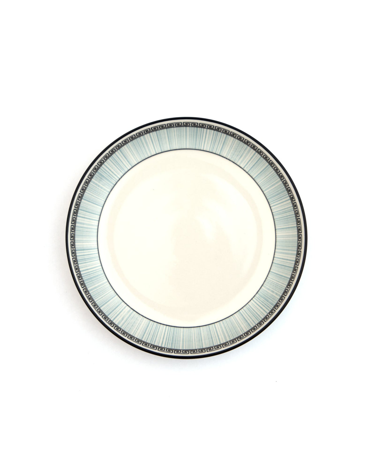Trellis Pattern Indigo Rim Ceramic Dinner Plate - Cream by Modus & Mood