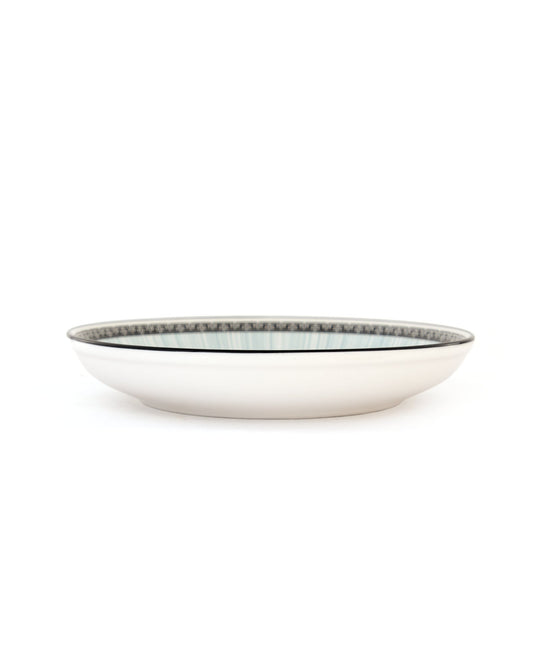 Trellis Pattern Indigo Rim Ceramic Dinner Plate - Cream - view 2 of 3