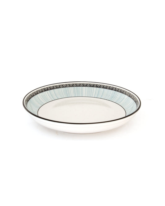 Trellis Pattern Indigo Rim Ceramic Dinner Plate - Cream - view 3 of 3