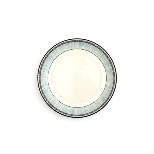 Trellis Pattern Indigo Rim Ceramic Dinner Plate - Cream by Modus & Mood