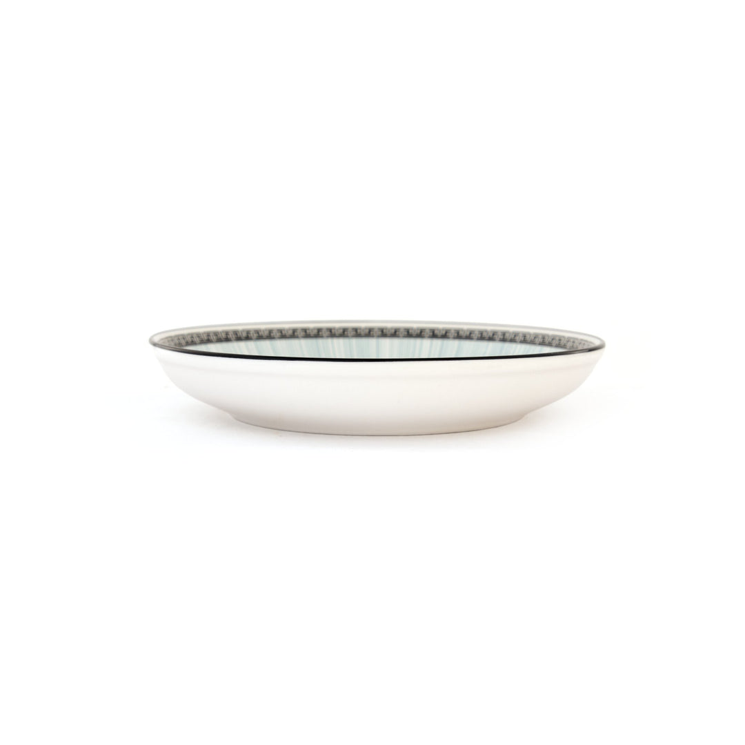 Trellis Pattern Indigo Rim Ceramic Dinner Plate - Cream - view 2 of 3