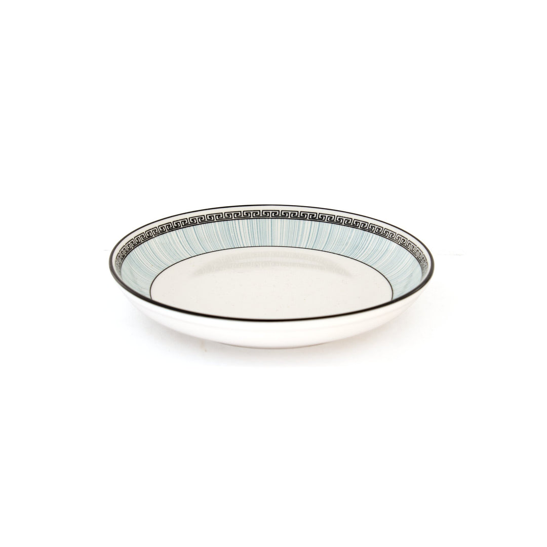Trellis Pattern Indigo Rim Ceramic Dinner Plate - Cream - view 3 of 3