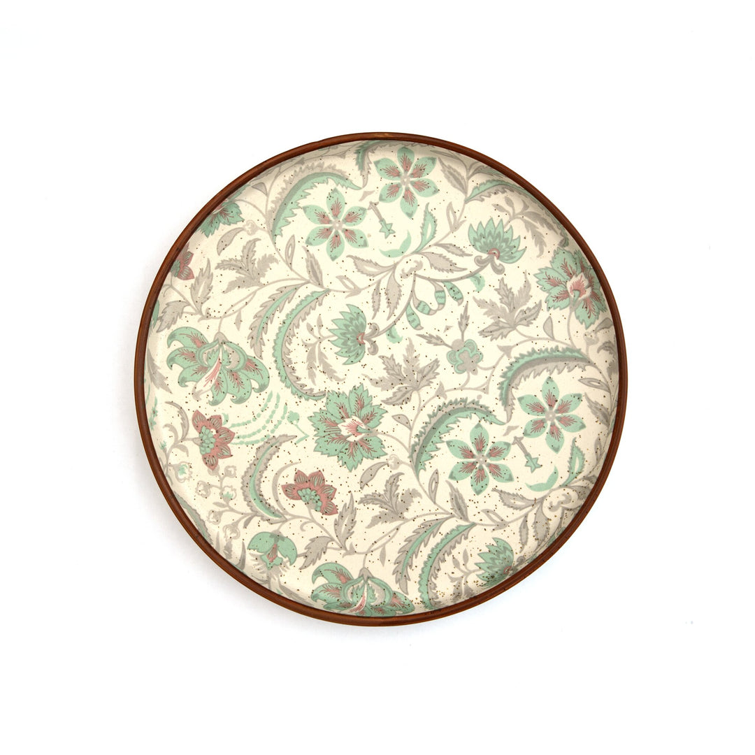 Floral Pattern Ceramic Dinner Plate - Sage Green by Modus & Mood