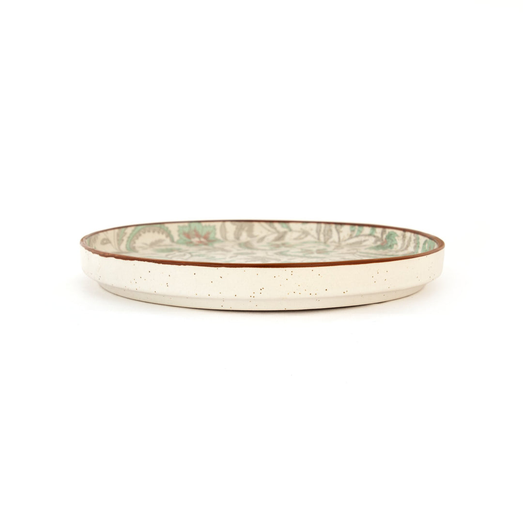 Floral Pattern Ceramic Dinner Plate - Sage Green - view 2 of 3
