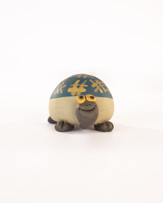Kachhua Turtle Nerikomi Ceramic Figurine - Blue Octothorpe by Modus & Mood