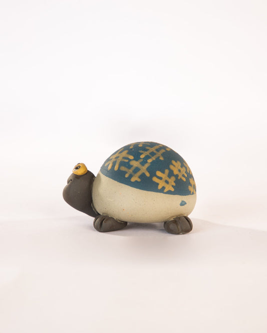 Kachhua Turtle Nerikomi Ceramic Figurine - Blue Octothorpe - view 2 of 4