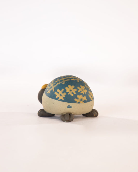 Kachhua Turtle Nerikomi Ceramic Figurine - Blue Octothorpe - view 3 of 4