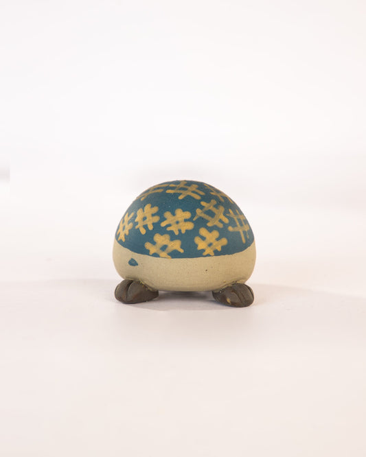 Kachhua Turtle Nerikomi Ceramic Figurine - Blue Octothorpe - view 4 of 4