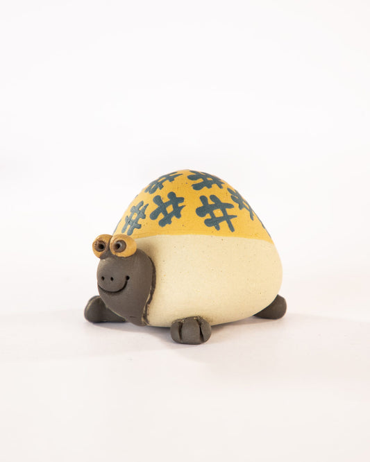 Kachhua Turtle Nerikomi Ceramic Figurine - Ochre Octothorpe - view 2 of 4