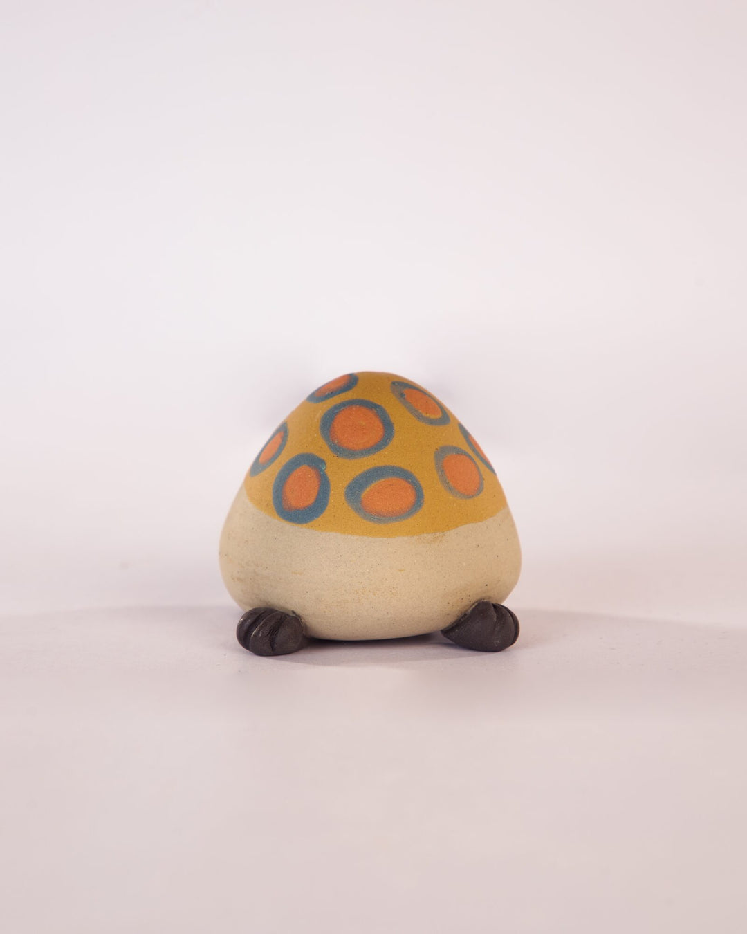 Kachhua Turtle Nerikomi Ceramic Figurine - Ochre & Blue Rings - view 5 of 5