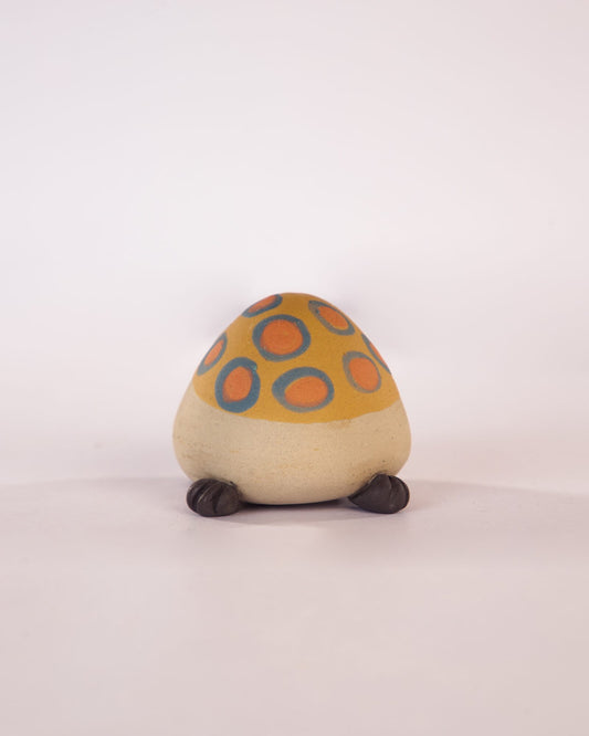 Kachhua Turtle Nerikomi Ceramic Figurine - Ochre & Blue Rings - view 5 of 5