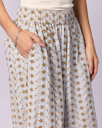 Women's Schiffli Wide-Leg Cotton Trousers - Ochre - view 5 of 6