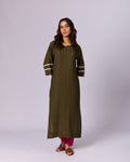 Women's Cotton Kurta/Kaftan - Olive Green