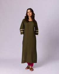 Women's Cotton Kurta/Kaftan - Olive Green by Modus & Mood