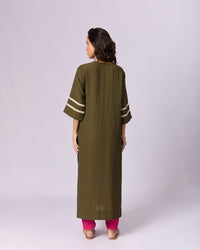Women's Cotton Kurta/Kaftan - Olive Green - view 2 of 6