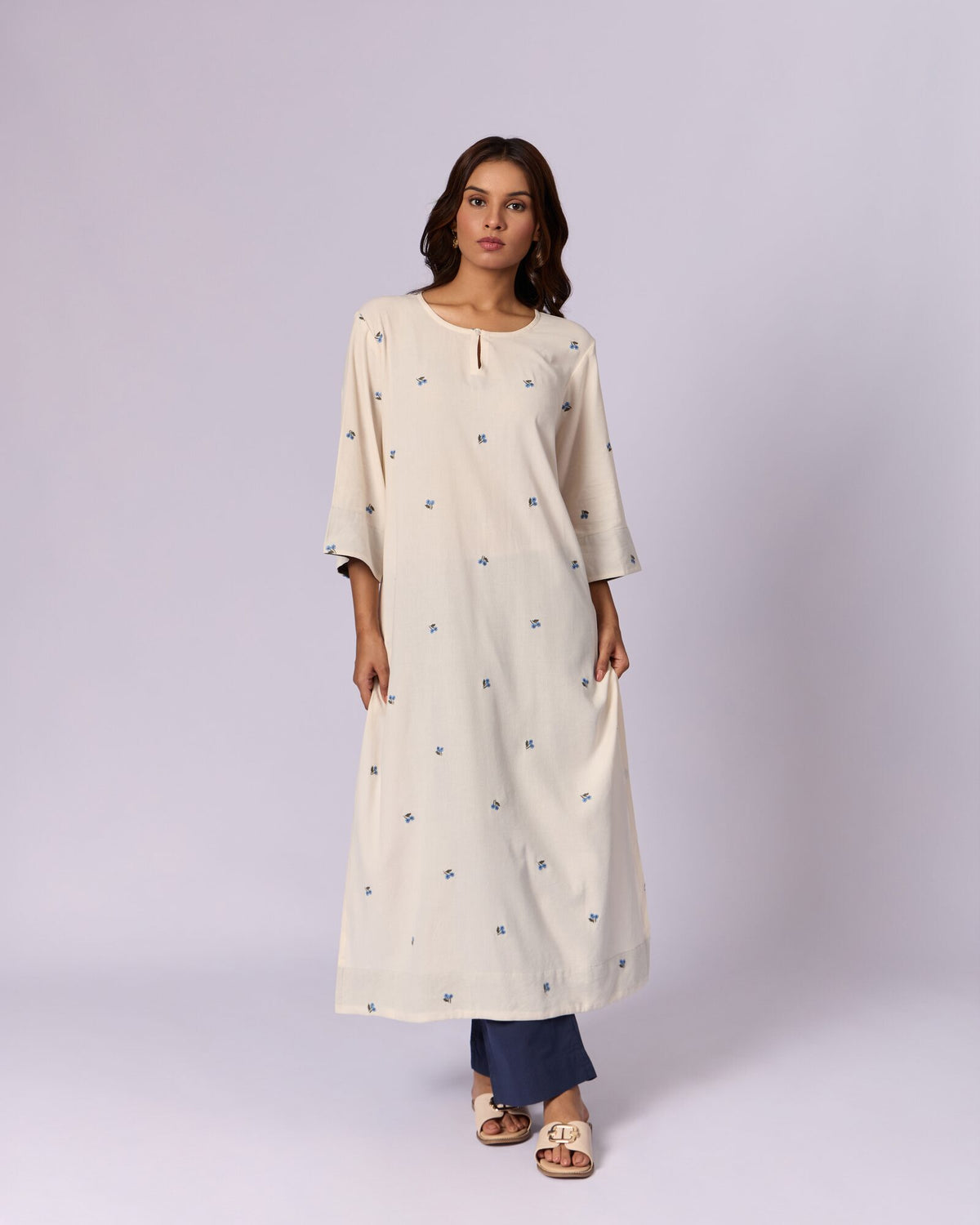 Women's Cotton Kurta/Kaftan - Ivory by Modus & Mood