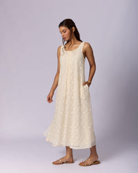 Women's Eyelet Cotton Midi Dress - Ivory - view 3 of 6