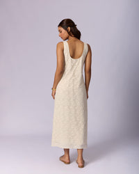 Women's Eyelet Cotton Midi Dress - Ivory - view 4 of 6