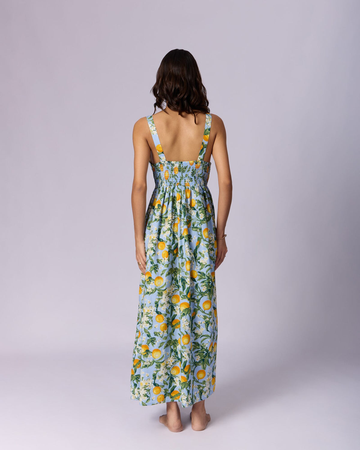Women's Floral Cotton Maxi Dress - Blue & Green - view 3 of 4
