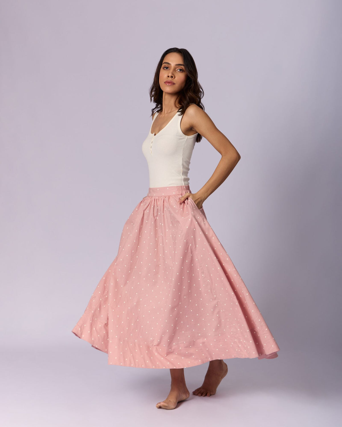 Women's Full Circle Cotton Skirt - Blush Pink - view 3 of 3