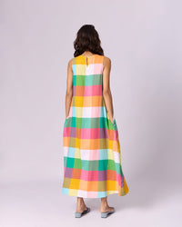 Women's Madras Checked Cotton Maxi Dress - Multicolour - view 3 of 6