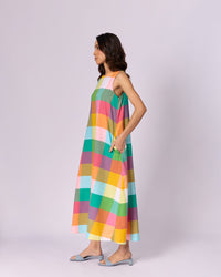 Women's Madras Checked Cotton Maxi Dress - Multicolour - view 4 of 6