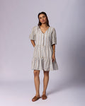 Women's Printed Cotton Schiffli Mini Dress - Oatmeal