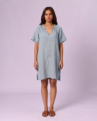 Women's Ruffle Neck Gauze Shift Dress - Powder Blue - view 2 of 7