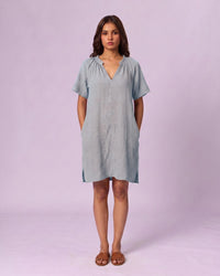 Women's Ruffle Neck Gauze Shift Dress - Powder Blue - view 4 of 7