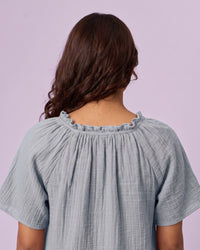 Women's Ruffle Neck Gauze Shift Dress - Powder Blue - view 6 of 7