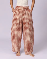 Women's Schiffli Wide-Leg Cotton Trousers - Rust & Cream - view 3 of 7