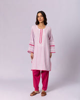 Women's Striped Cotton Kurta - Pink by Modus & Mood
