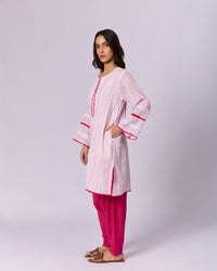 Women's Striped Cotton Kurta - Pink - view 2 of 6