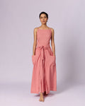 Women's Tie-Strap Cotton Maxi Dress - Coral