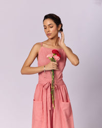 Women's Tie-Strap Cotton Maxi Dress - Coral - view 2 of 5